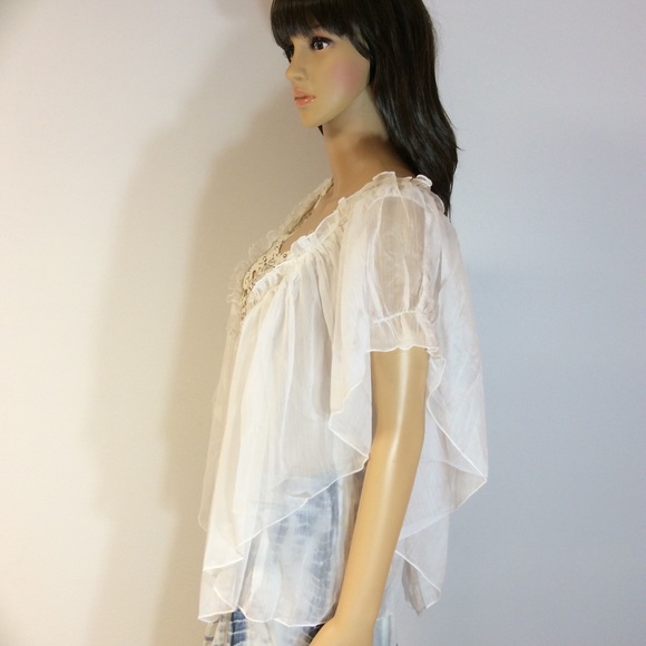 White Sheer Tiered Blouse - Picture 7 of 7